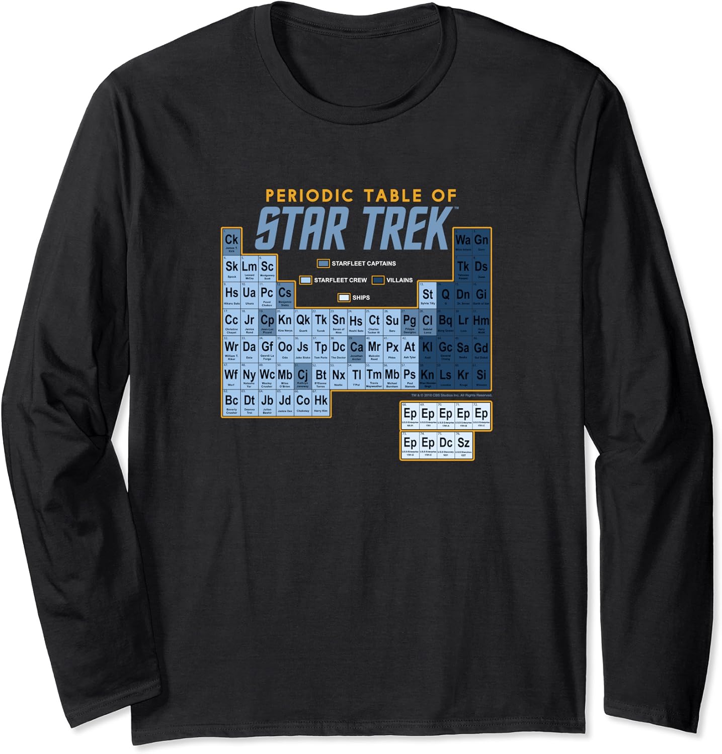 Star Trek The Original Series Periodic Table Manche Longue Amazon.fr Livres
